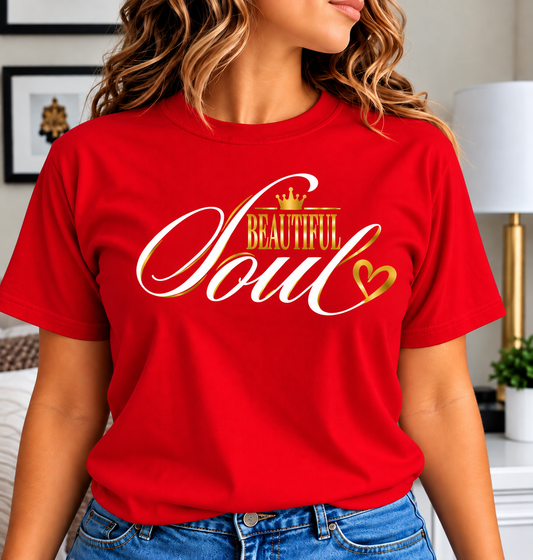 Beautiful Soul Inspirational Women’s T-Shirt – Crown & Heart Graphic Tee