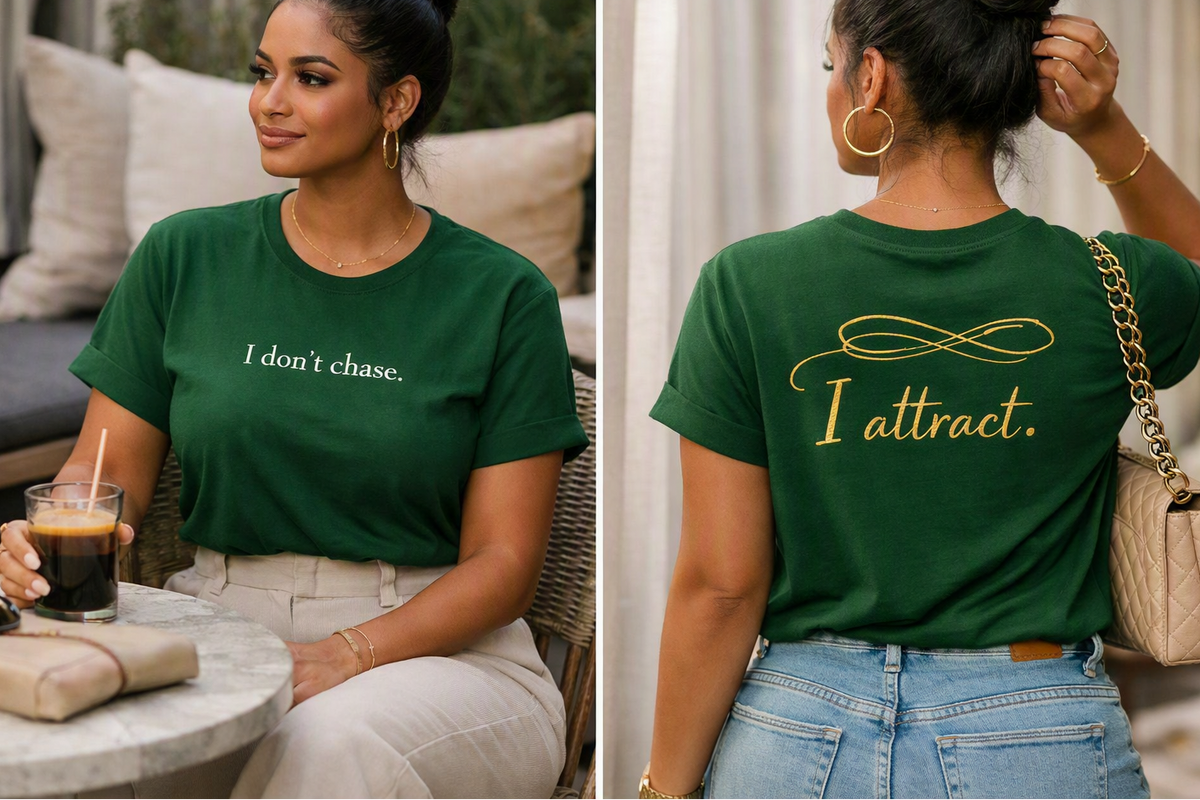 She Attracts. She Don't Chase. – Premium Cotton Tee