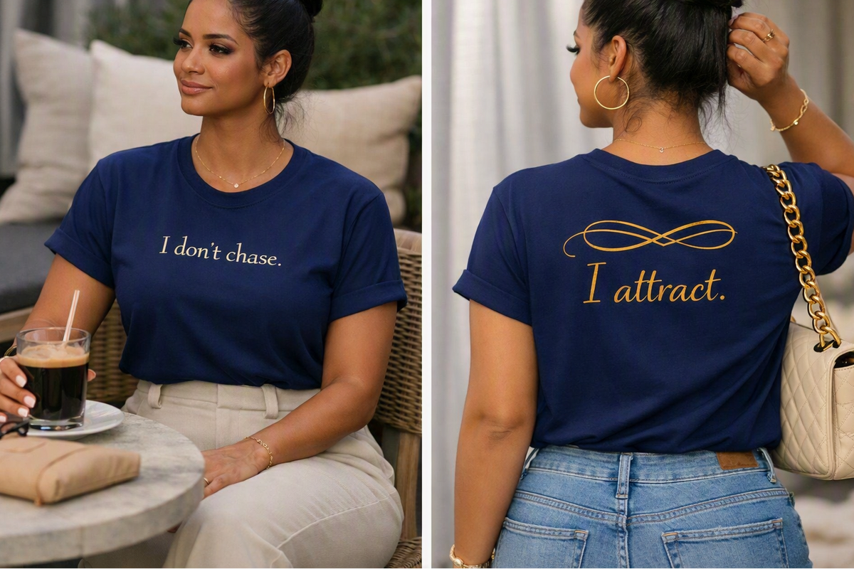She Attracts. She Don't Chase. – Premium Cotton Tee