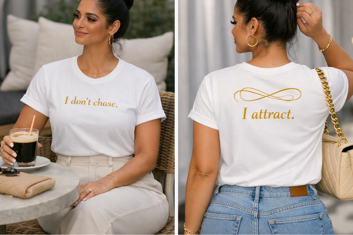 She Attracts. She Don't Chase. – Premium Cotton Tee