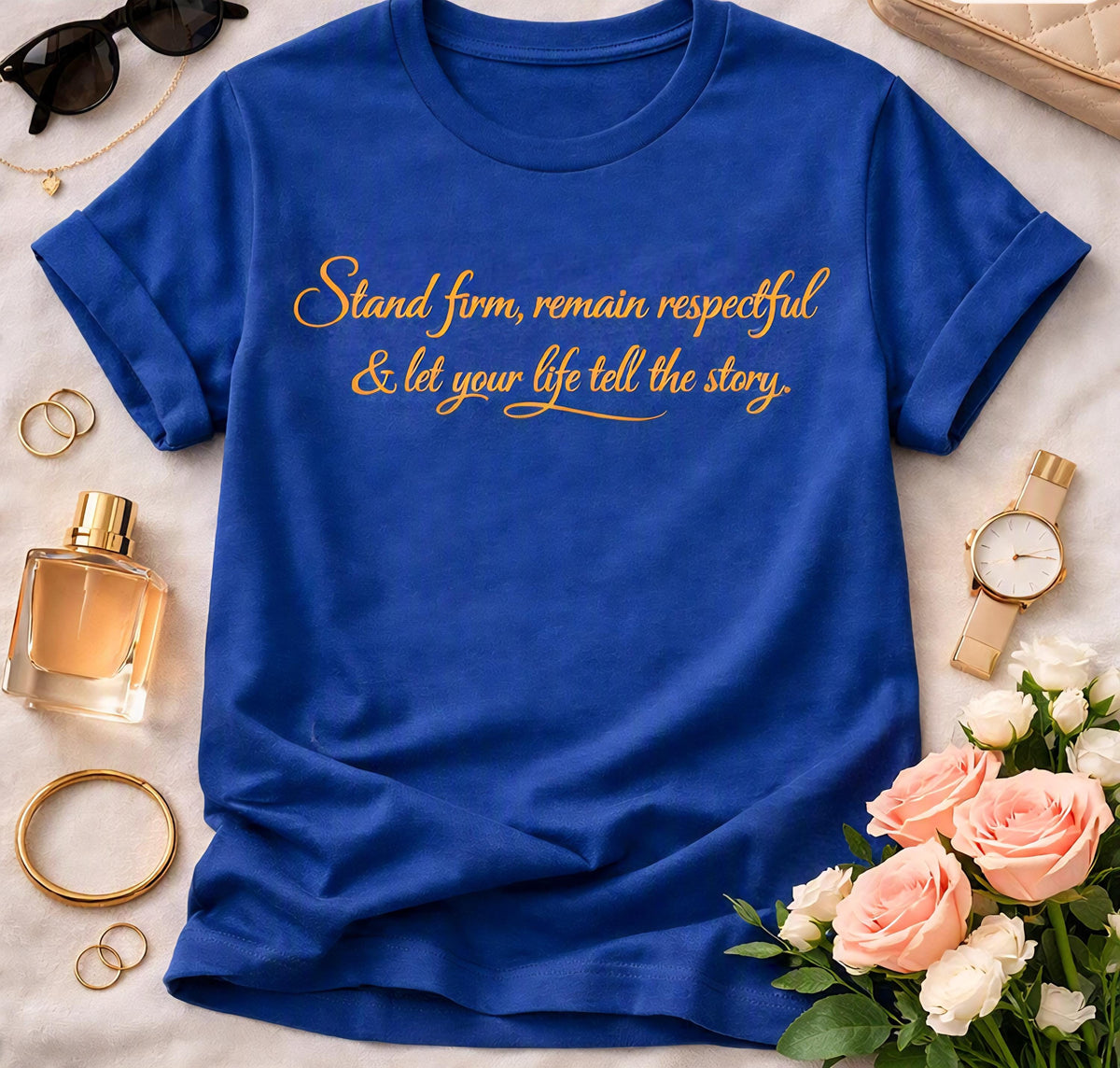 Inspirational Gold Script T-Shirt • Christian Affirmation Tee, 100% Cotton, Unisex Fit